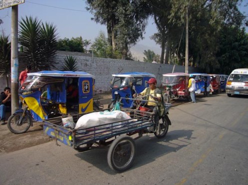 A taxi stand in a small town near lima