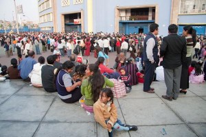 Waiting outside the arena for the Christian Revival to start